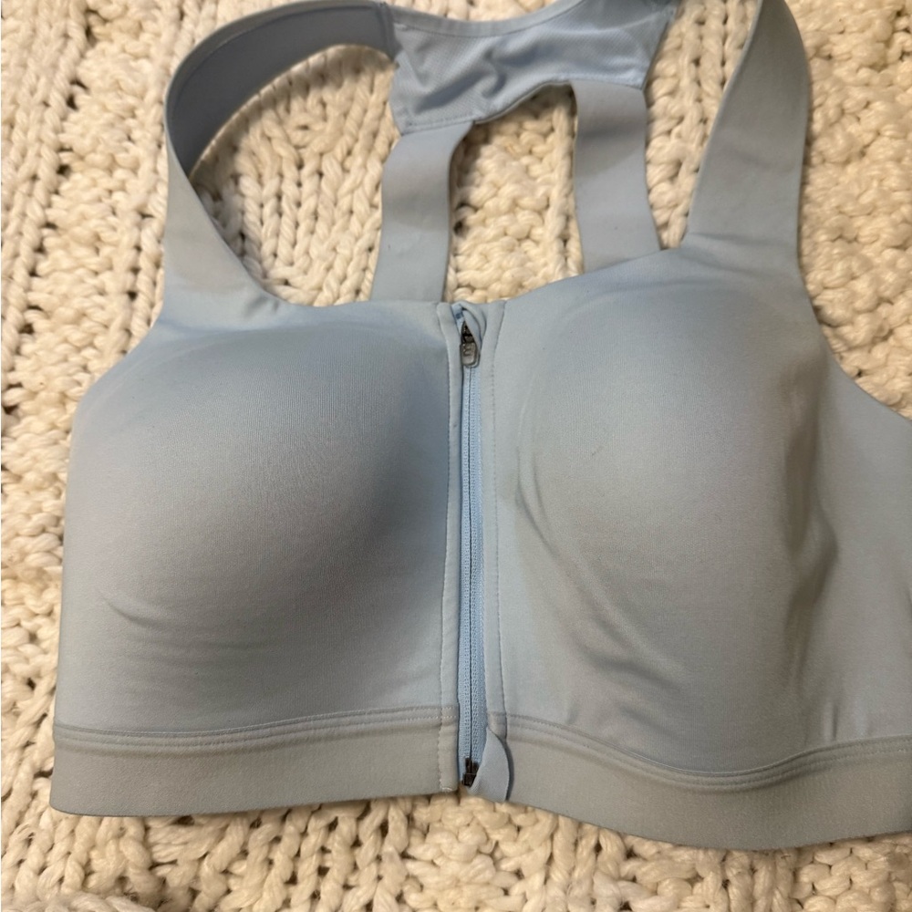 All in Motion Sky Blue Zip-Front Sports Bra